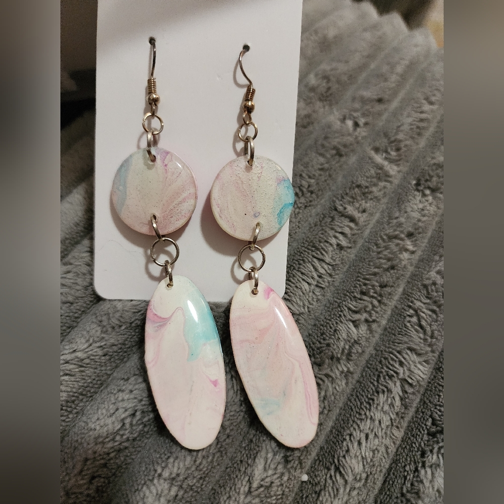 Hand painted wooden earrings